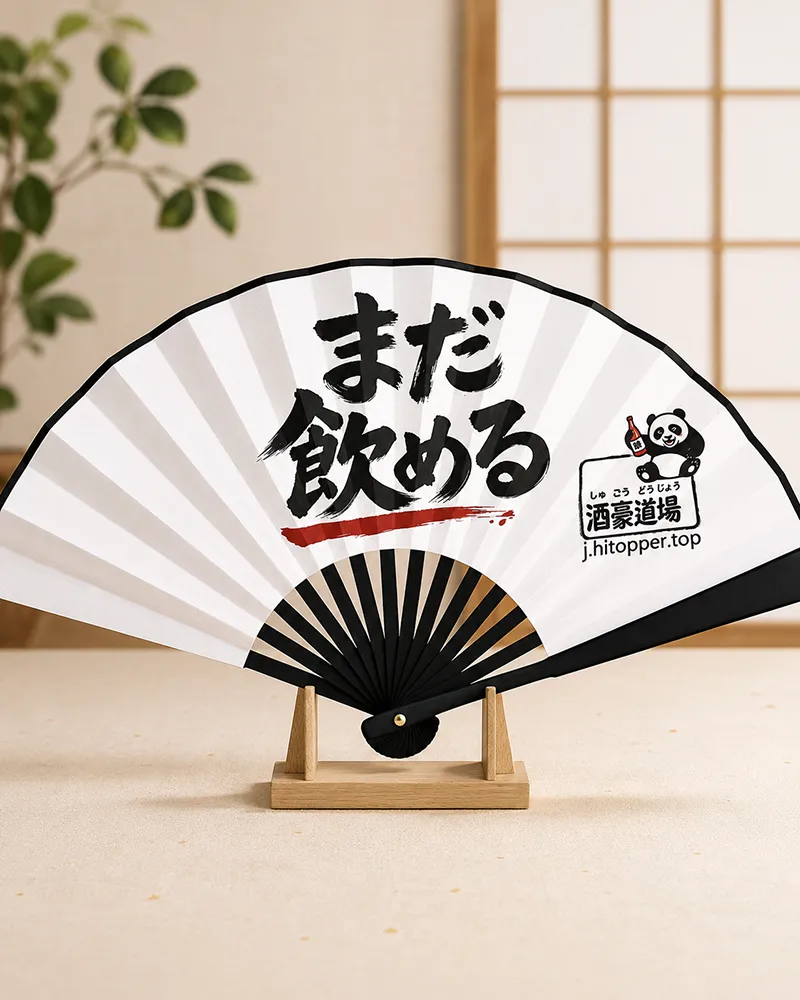 「まだ飲める」扇子｜宣紙・烏木・8寸（約26cm）| 近くで買える酒屋