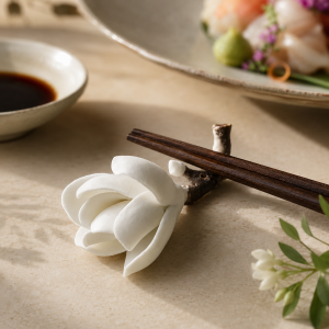 食卓に、そっと咲く白木蓮。自分専用の箸置きで、清潔に、健康的に。